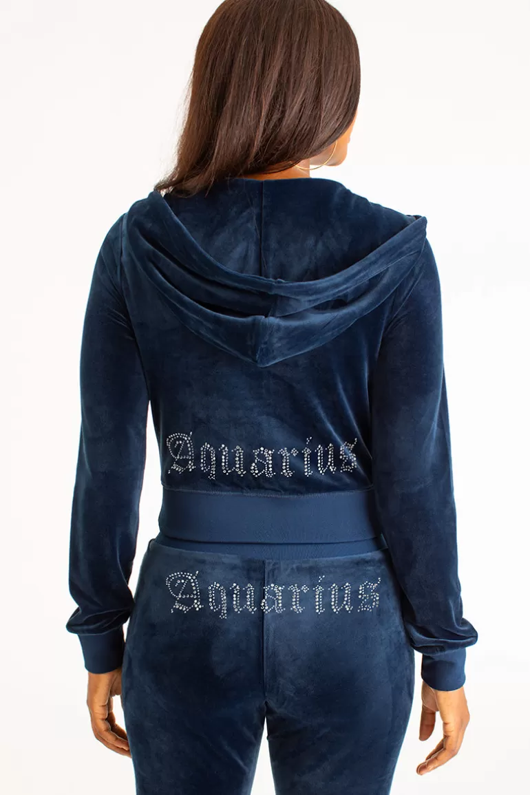Aquarius Big Bling Velour Hoodie | Juicy Couture Shop