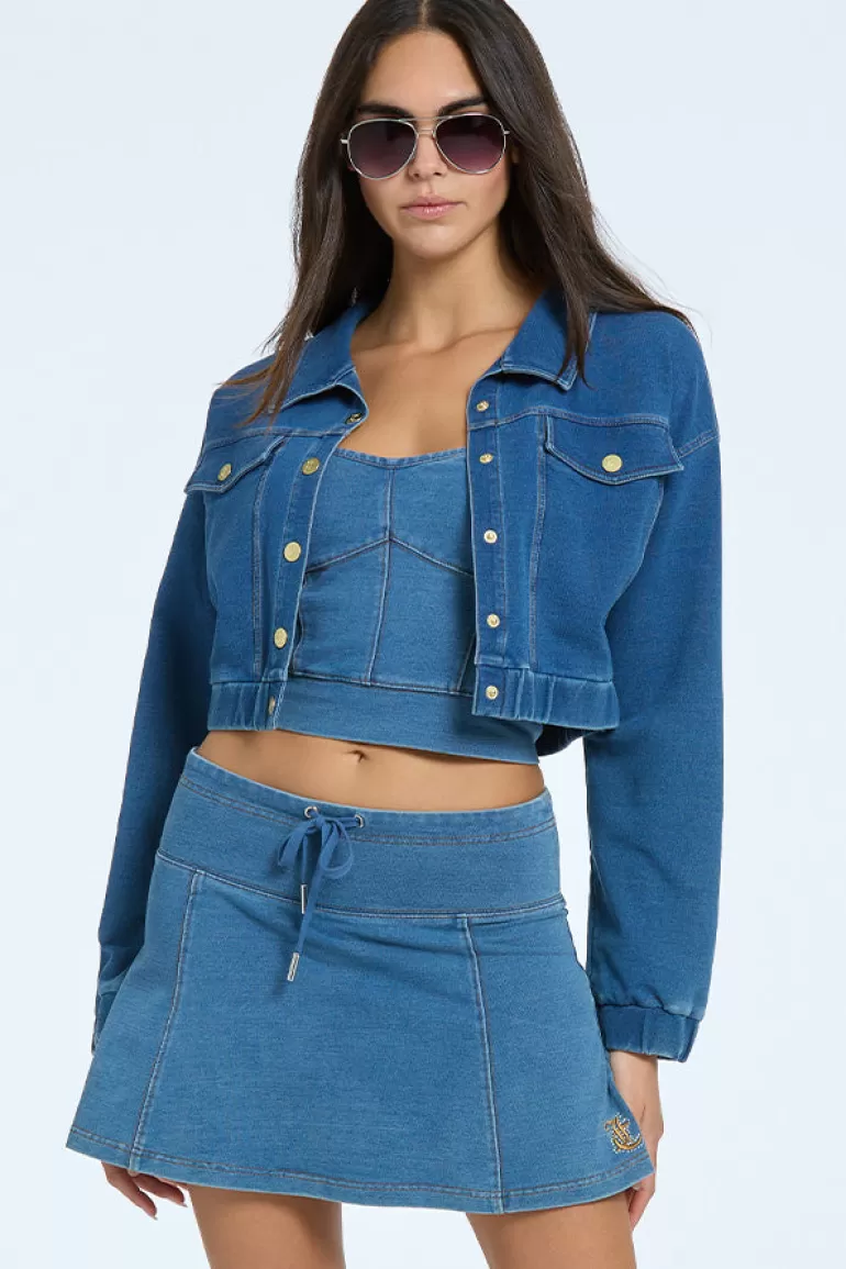 Broderad Stickad Jeansjacka | Juicy Couture Clearance