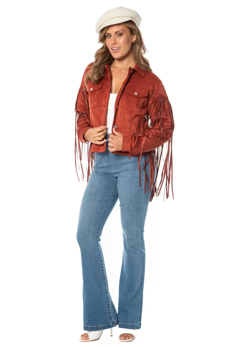 Fringe Trucker-Jacka I Konstlader | Juicy Couture Clearance
