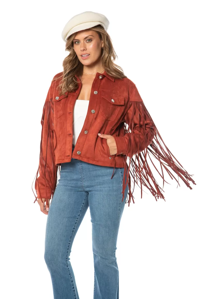 Fringe Trucker-Jacka I Konstlader | Juicy Couture Clearance