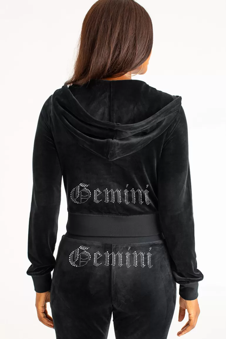 Gemini Big Bling Velour Hoodie | Juicy Couture Store