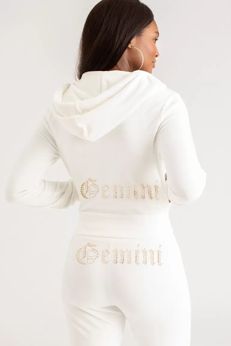 Gemini Big Bling Velour Hoodie | Juicy Couture New