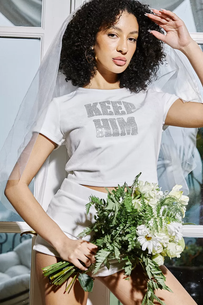 Keep Him Big Bling Velour Baby Tee | Juicy Couture Hot