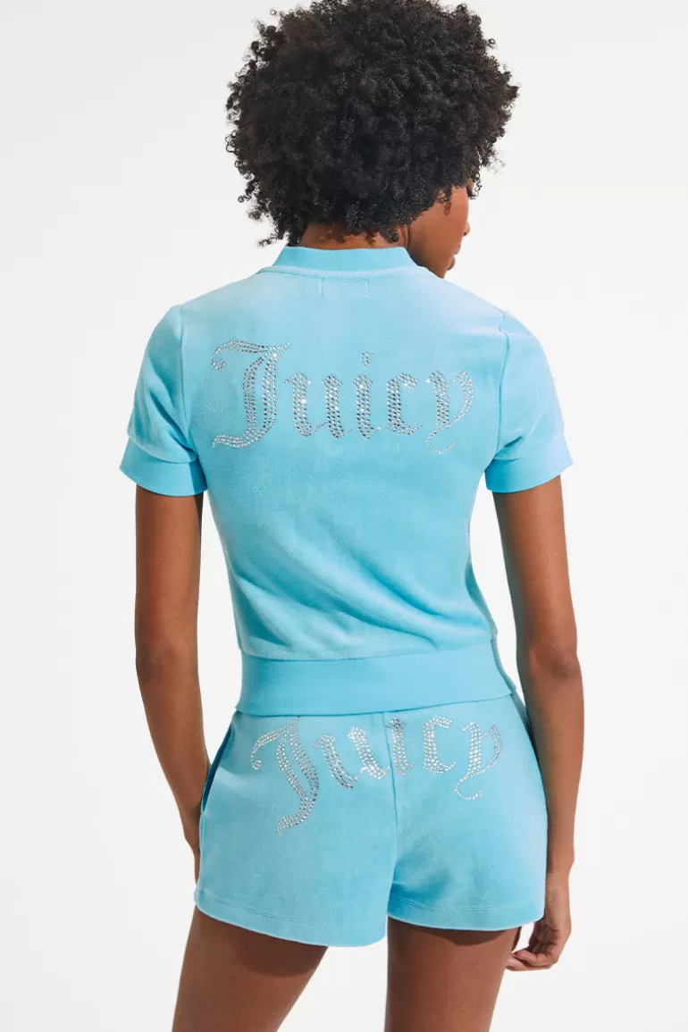 Kortarmad Big Bling Bomullsvelour Zip-Up | Juicy Couture Cheap