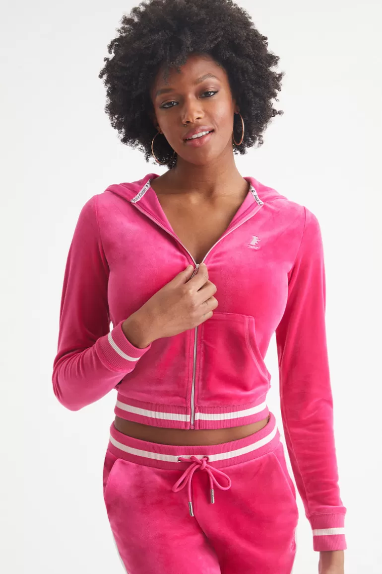 Luvtroja I Kontrasterande Ribb I Velour | Juicy Couture Store