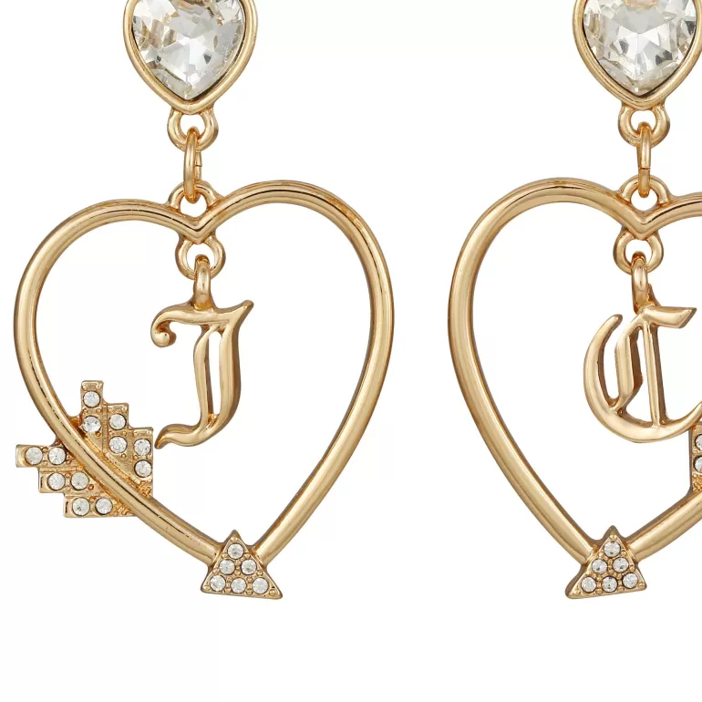 Monogram Heart Drop Hoop Örhängen | Juicy Couture Hot