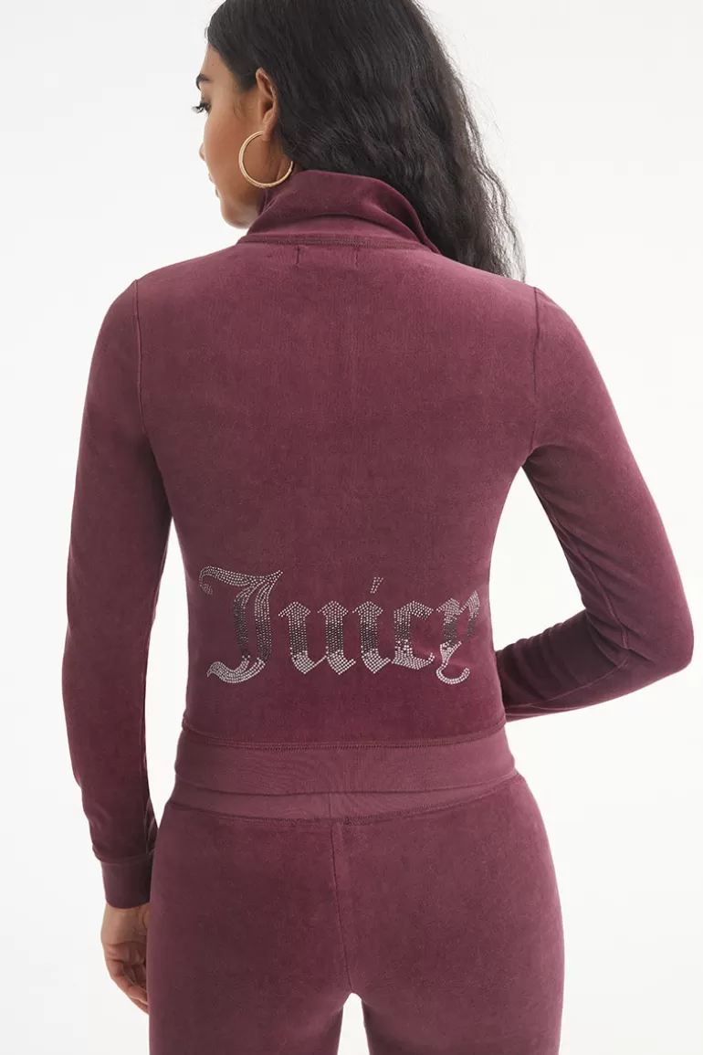 Ombre Bling Cotton Velour Mockneck Traningsjacka | Juicy Couture Best Sale