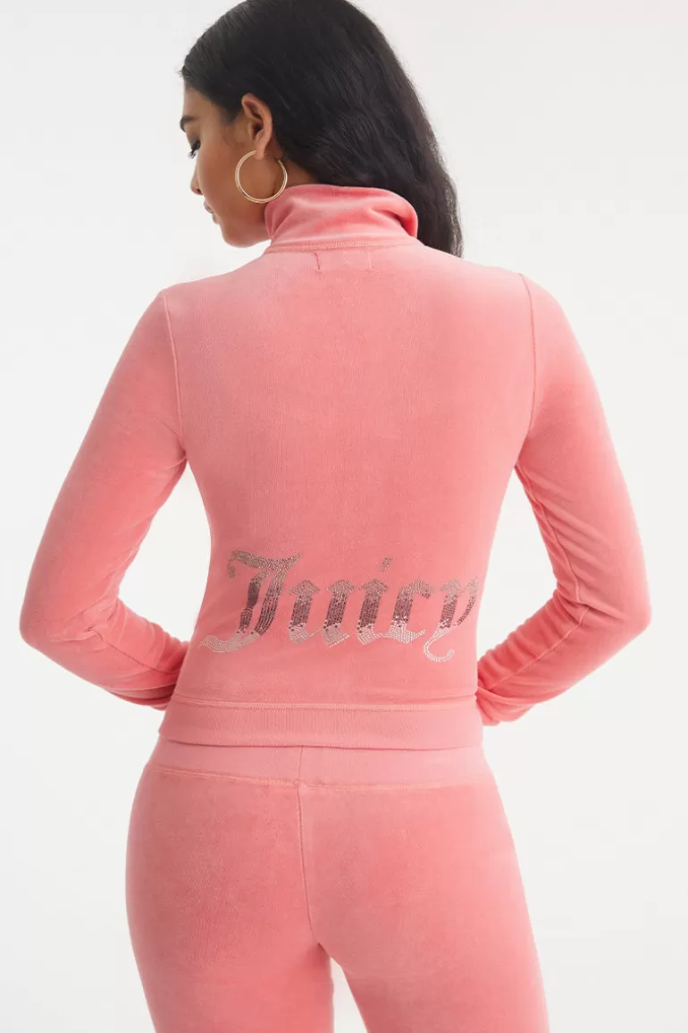 Ombre Bling Cotton Velour Mockneck Traningsjacka | Juicy Couture Discount