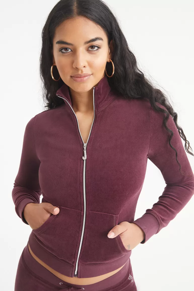 Ombre Bling Cotton Velour Mockneck Traningsjacka | Juicy Couture Best Sale