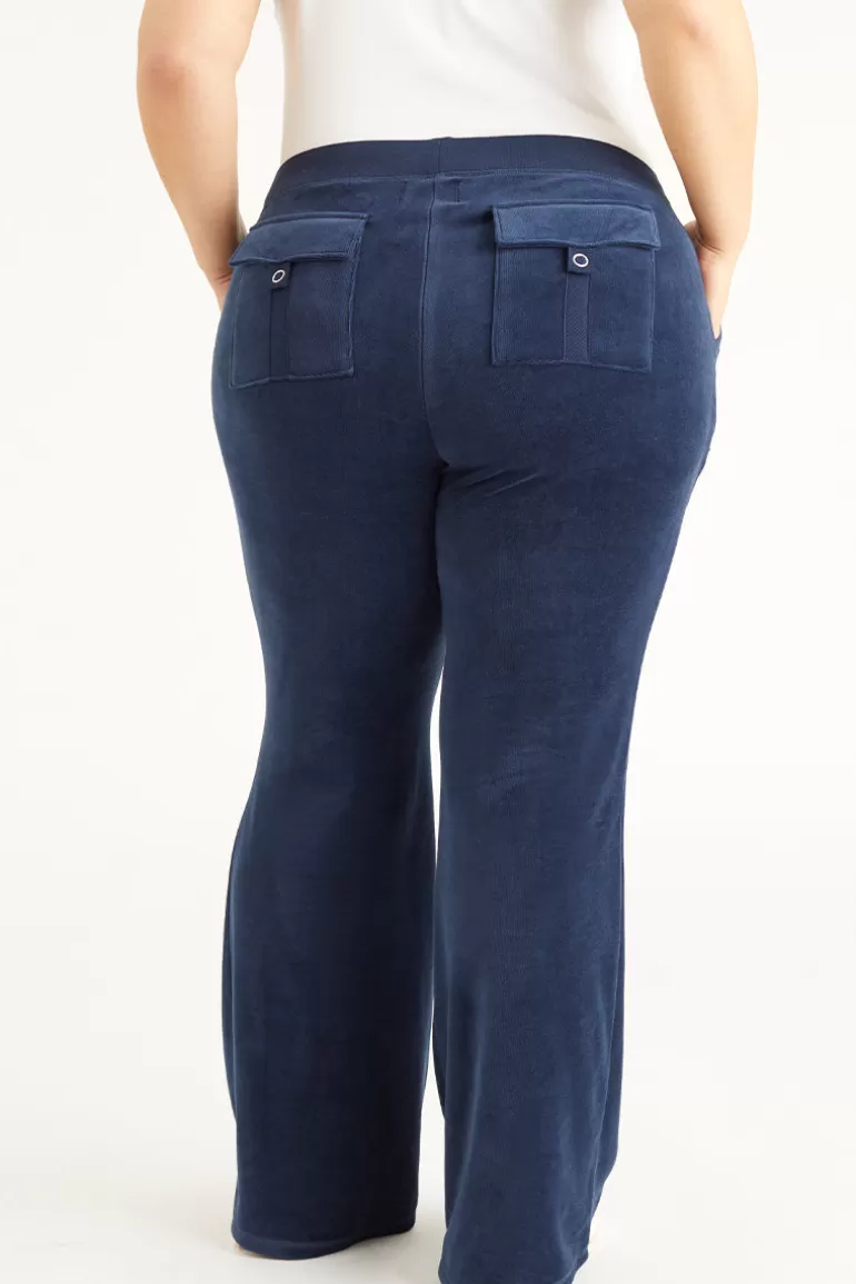 Plus-Size Hollywood Scottie Snap Pocket Träningsbyxor I Bomull I Velour | Juicy Couture New