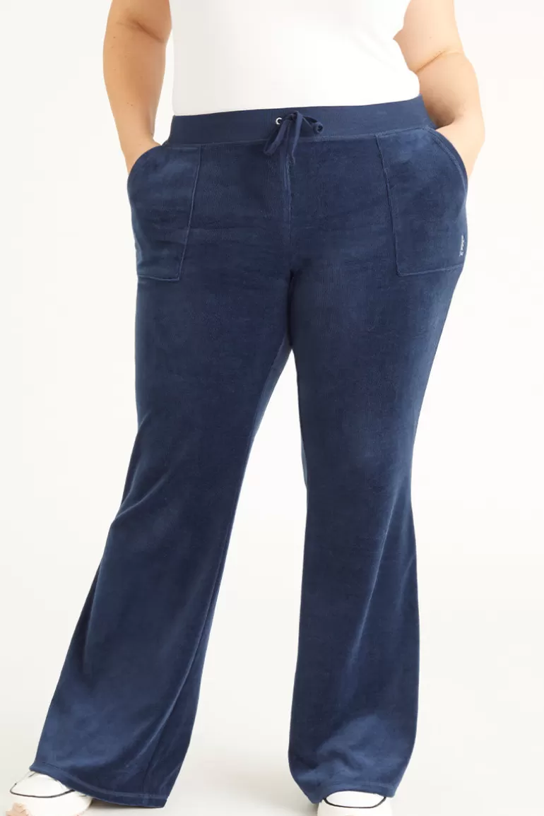 Plus-Size Hollywood Scottie Snap Pocket Träningsbyxor I Bomull I Velour | Juicy Couture New