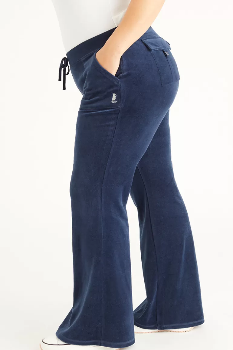 Plus-Size Hollywood Scottie Snap Pocket Träningsbyxor I Bomull I Velour | Juicy Couture New
