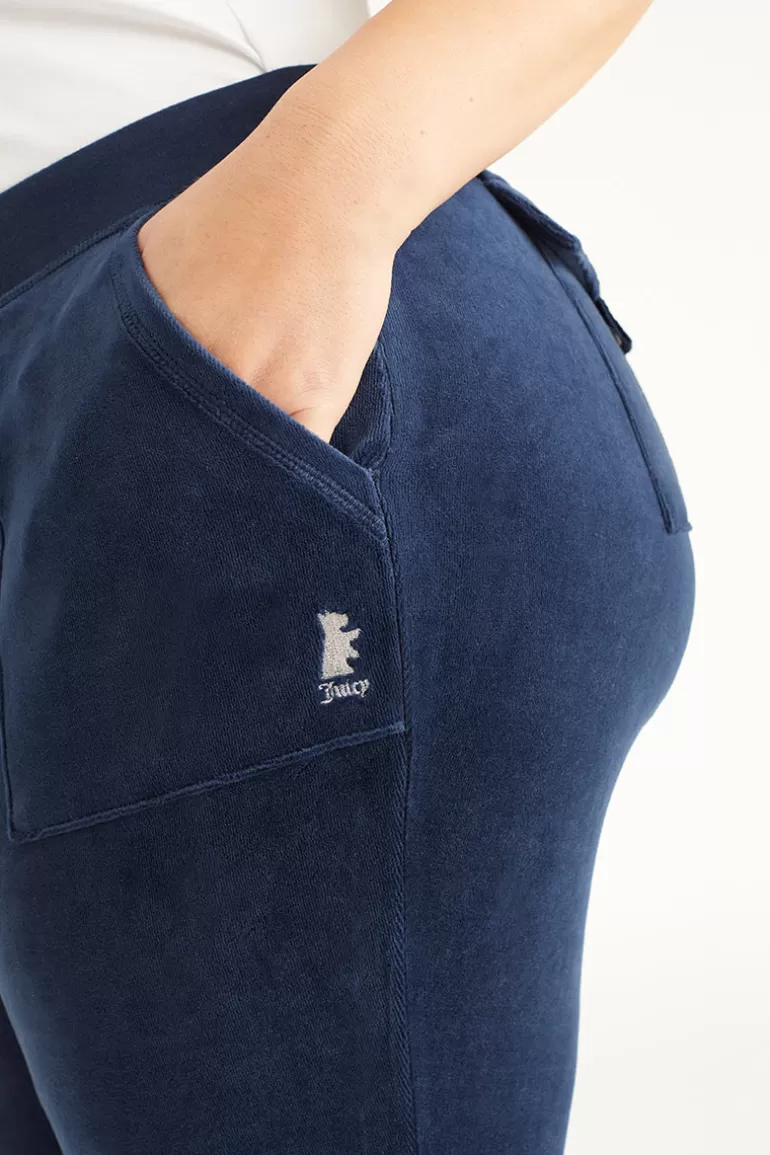 Plus-Size Hollywood Scottie Snap Pocket Träningsbyxor I Bomull I Velour | Juicy Couture New