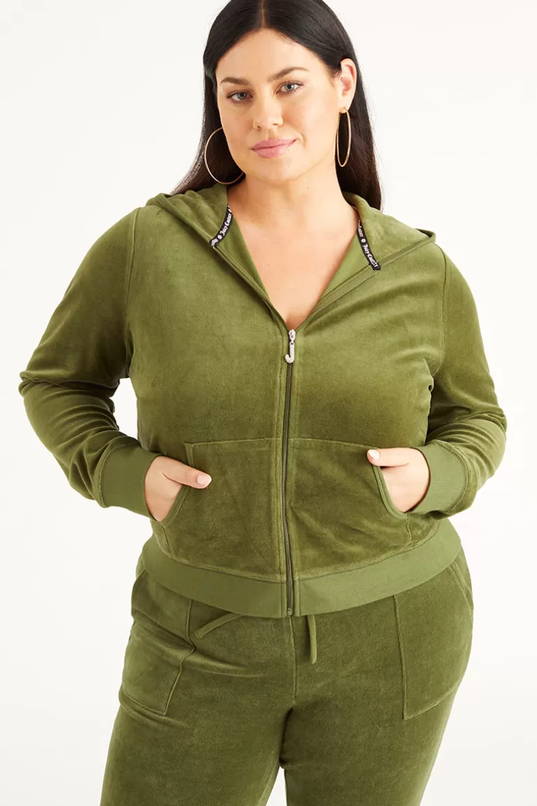 Plus-Size Icons Luvtroja I Klassisk Bomullsvelour | Juicy Couture Clearance