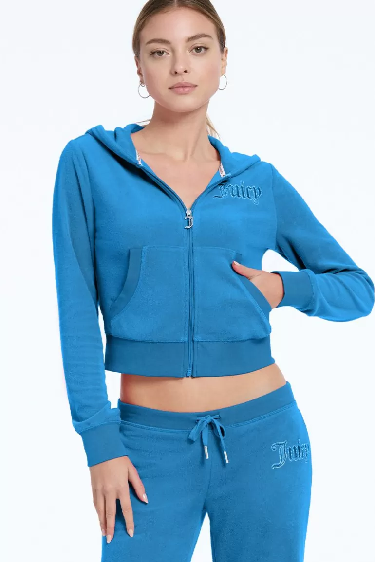 Tonal Towel Terry Zip-Up Hoodie | Juicy Couture Fashion
