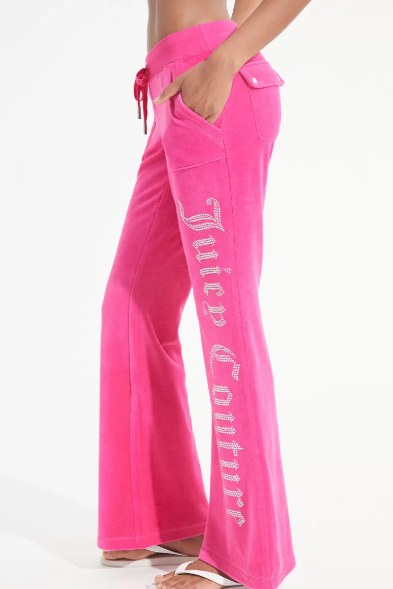 Träningsbyxor Med Snappficka I Bomullsvelour Med Sidobling | Juicy Couture Online